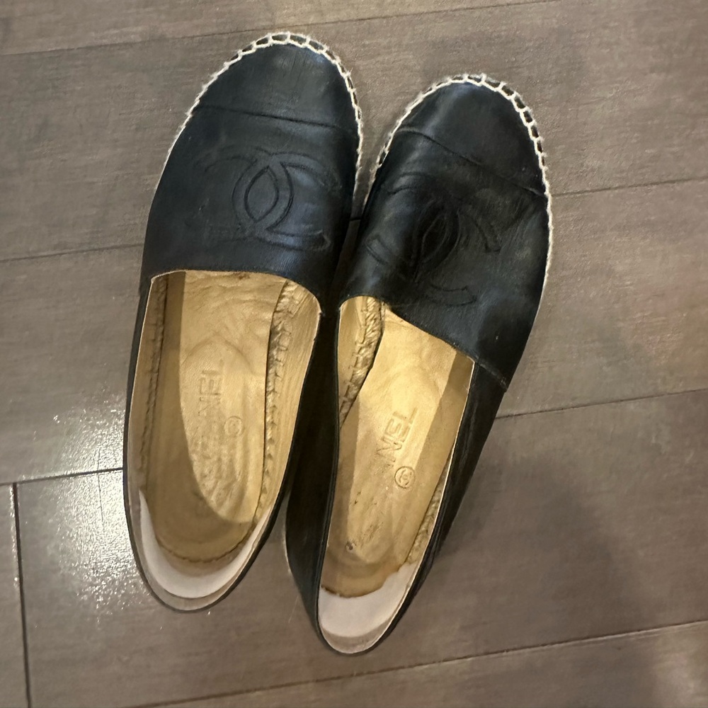 Chanel black espadrilles.
